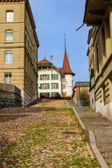 Fototapeta premium Street in the old town of Burgdorf, Bern canton, Switzerland