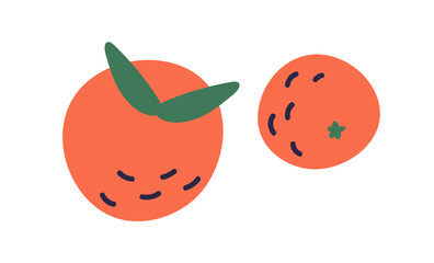 Obraz premium Mandarins, orange fruits. Tangerines, hand-drawn citrus composition. Vitamin food, natural snack. Tropical exotic clementines. Flat vector illustration isolated on white background