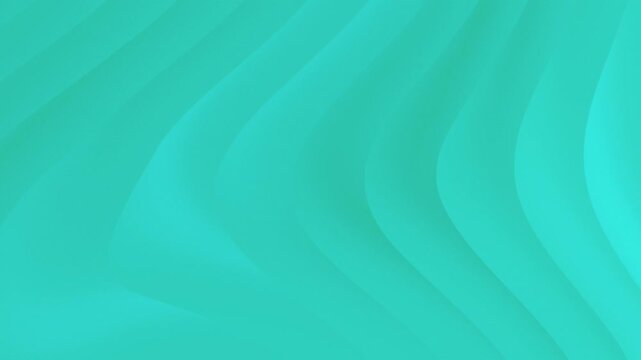 Monochromatic mint turquoise ribbon waves overlap in soft luminous curves within a clean minimal 3D motion background