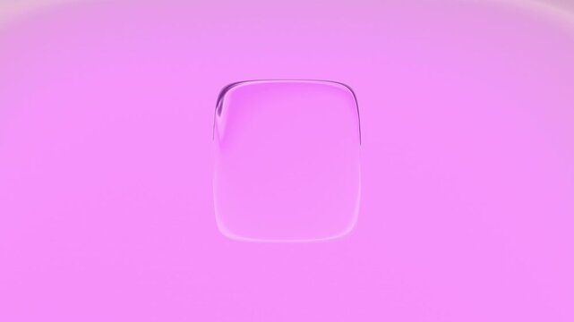 Minimal rounded square glass button hovers against a clean pastel violet surface in an elegant modern 3D render