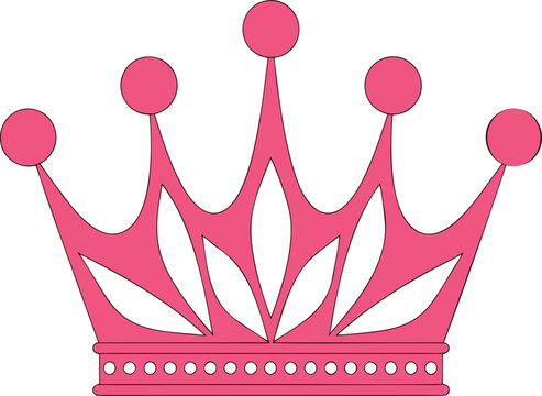 Pink Princess Crown Vector Illustration For Girls Birthday Parties