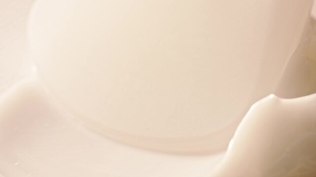 White Spatula Spreading Luxury Skincare Face Cream Smooth Creamy Texture Smear Macro Close Up Beauty Cosmetic Moisturizer Background Commercial Video