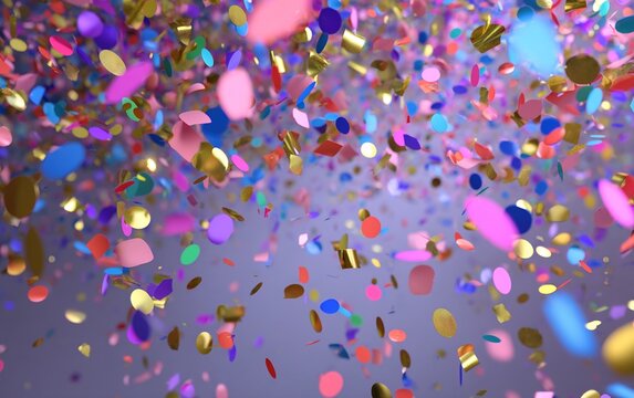 Vibrant Celebration Scene With Colorful Confetti Floating in the Air During a Joyful Gathering