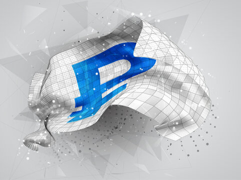Ruble, vector 3d flag graphic design with lines and dots