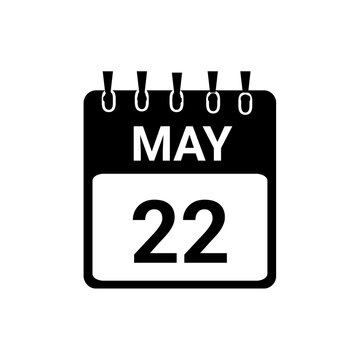 May 22 Calendar date Vector icon Illustration. Day calendar with date may 22. Checklist day calendar.