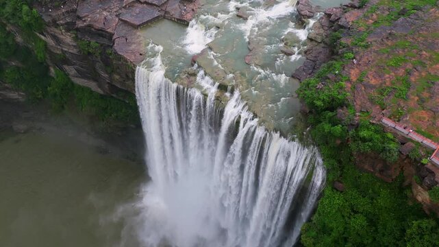 Aerial View of Keoti Waterfall Rewa Madhya Pradesh India