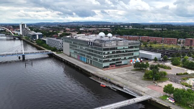 BBC Scotland Building Glasgow Aerial Drone 4K