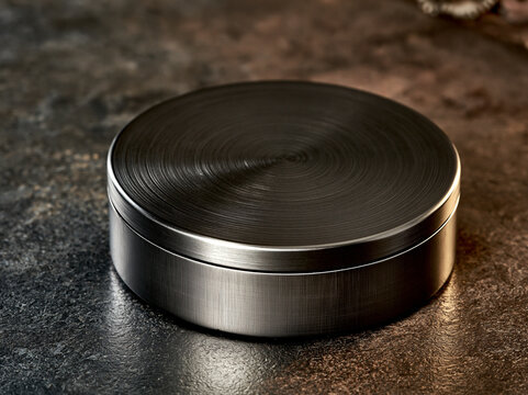unbranded brushed steel round container