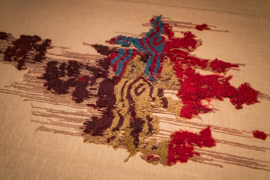 Abstract Embroidered Textile Fragment