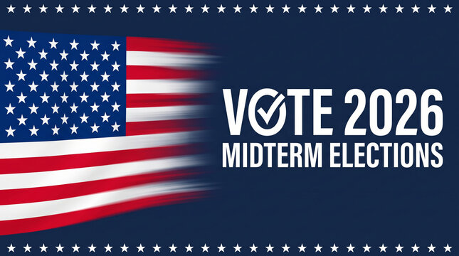 Vote midterm election usa campaign american flag political voting. us united america vote ballot 2026. government politic democracy candidate, patriotic banner