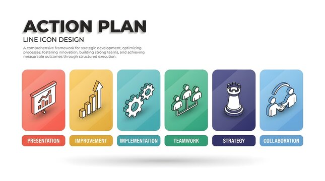 Action Plan Icons Strategy Teamwork Presentation Improvement