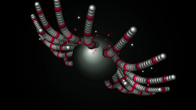 Abstract 3d sphere with radiating segmented tentacles