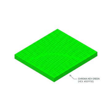 Green Isometric Platform with Grid Texture for Game Design Projects