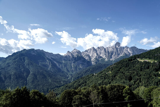 Panorama delle Dolomiti Bellunesi,Dolomiti, Belluno, Veneto,Italia