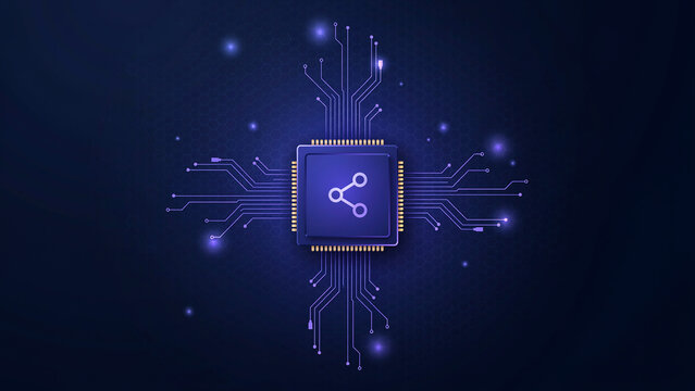 Digital Circuit Chip with Connecting Lines for Technology and Data