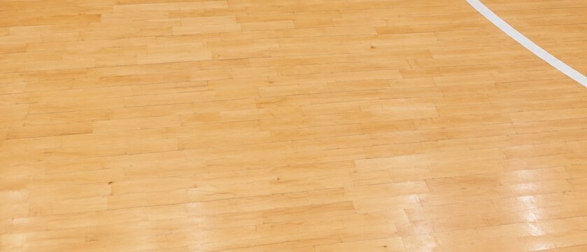 Basketball court light hardwood maple floor texture with white line