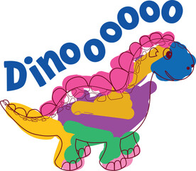 Cute colorful dinosaur vector illustration with Dino text © rizka