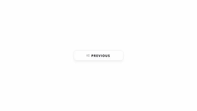 Minimalist previous button user interface element on white background. 4K Video