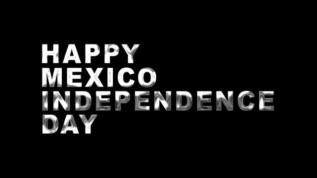 Happy mexico independence day text animation in silver suitable for festive holiday video projects.