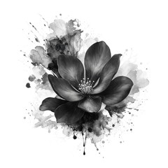 Fototapeta premium Black and White Floral Ink Splatter Art