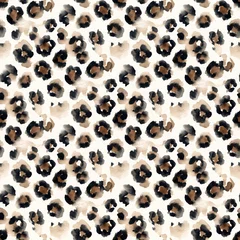 Seamless leopard animal print pattern with brown and black spots © Damar DKV