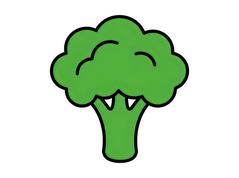Simple flat vector illustration of a fresh green broccoli floret isolated on a white background