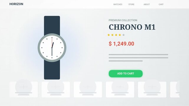 Modern Ecommerce Product Page UI with Wrist Watch Display