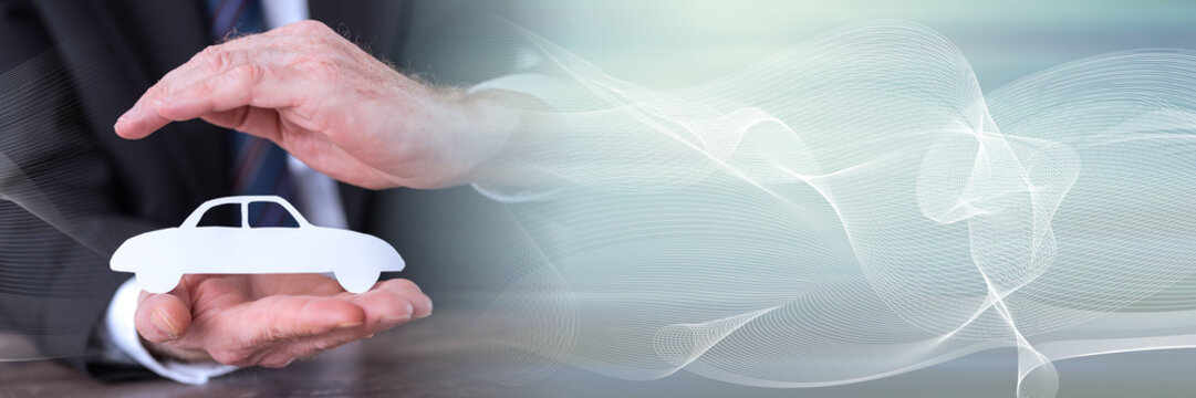 Concept of car insurance; panoramic banner