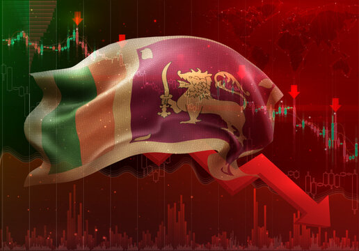 Sri Lanka, vector 3d flag financial exchange trend down