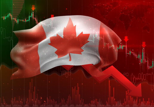 Canada, vector 3d flag financial exchange trend down