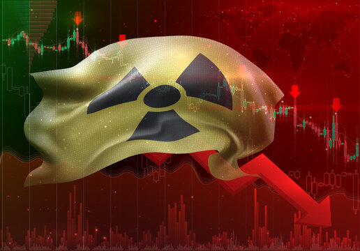 Atomic, vector 3d flag financial exchange trend down
