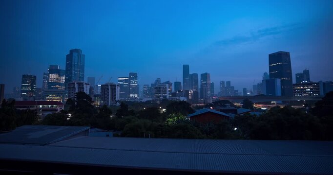 Timelapse of Jakarta skylines in the morning during sunrise