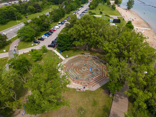 Aerial View of Painted Labyrinth at Toronto Waterfront Park © Can Kar