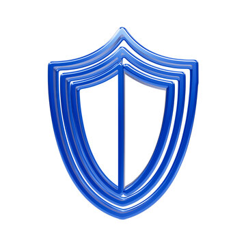 Triple outline blue glossy shield with a vertical center divider line on black background, vertical line