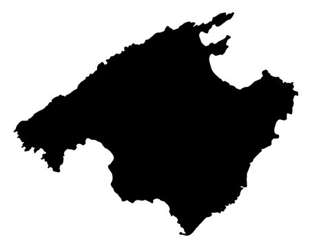 Mallorca Island Silhouette Map on White Background