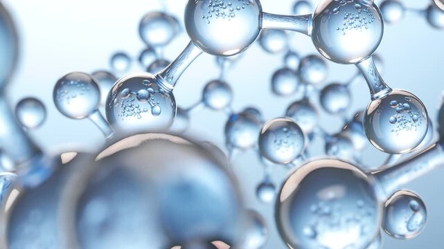 Molecular structure of hyaluronic acid or collagen for cosmetic product advertisement.
