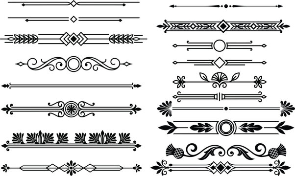 Elegant vintage decorative border designs with intricate patterns and arrows