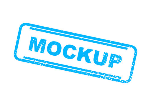 Blue mockup stamp with word mockup on transparent background illustration