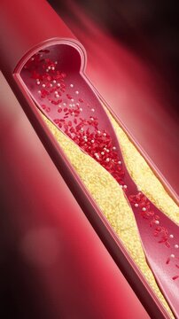 3d animation of narrowed blood vessel due to atherosclerosis, Symptoms of high cholesterol in the blood