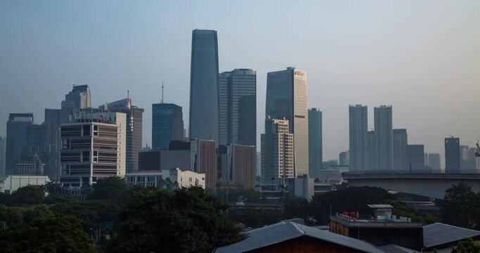 Timelapse of Jakarta skylines in the morning