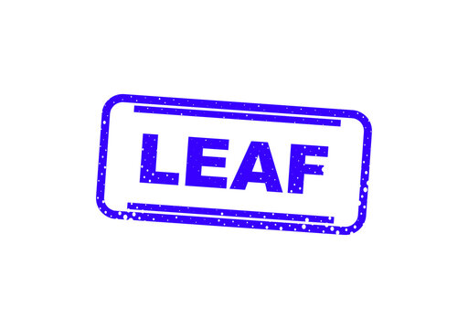 Blue leaf stamp or badge with text label illustration