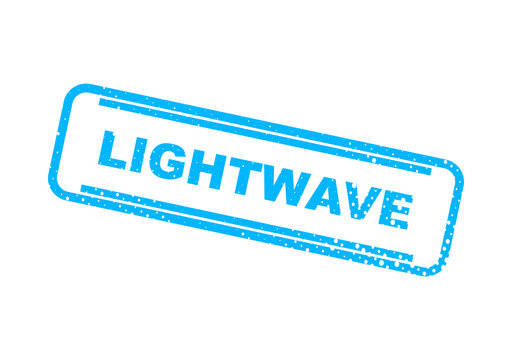 Lightwave blue corporate stamp seal with text illustration