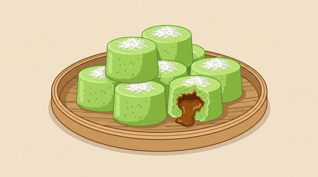 Traditional Indonesian Kue Putu Vector Illustration