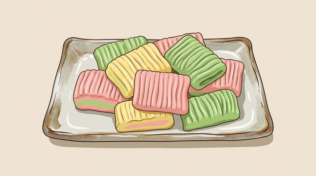 Traditional Indonesian Getuk Lindri Vector Illustration