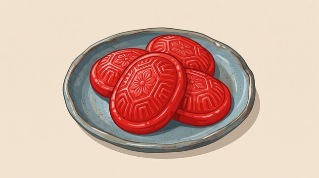 Traditional Indonesian Kue Ku Vector Illustration
