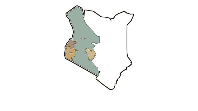 Map of kenya highlighting nyanza province, motion graphics of map, map of country