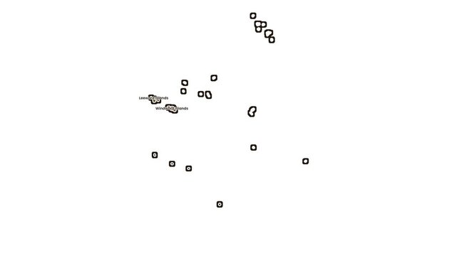 Map of the leeward islands in french polynesia, motion graphics of map, map of country