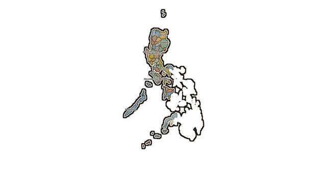 Map of philippines with highlighted provinces, motion graphics of map, map of country
