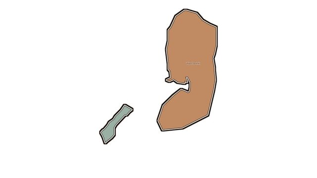 Map of palestine showing west bank and gaza strip, motion graphics of map, map of country