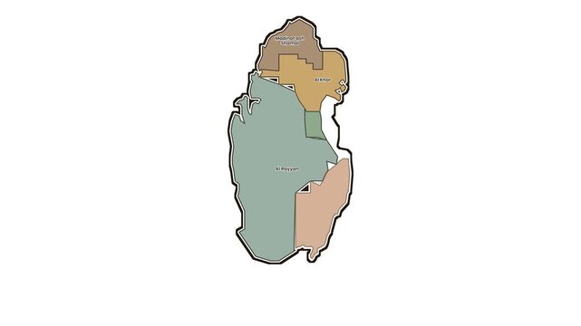 Map of qatar showing al rayyan and madinat ash shamal, motion graphics of map, map of country